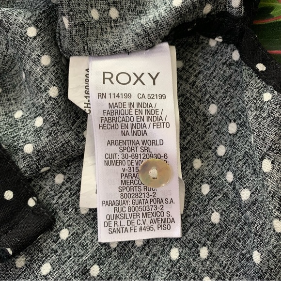 Roxy Urban Earth Long Sleeve Button Up Shirt in Black & White Polkadot - Picture 12 of 14